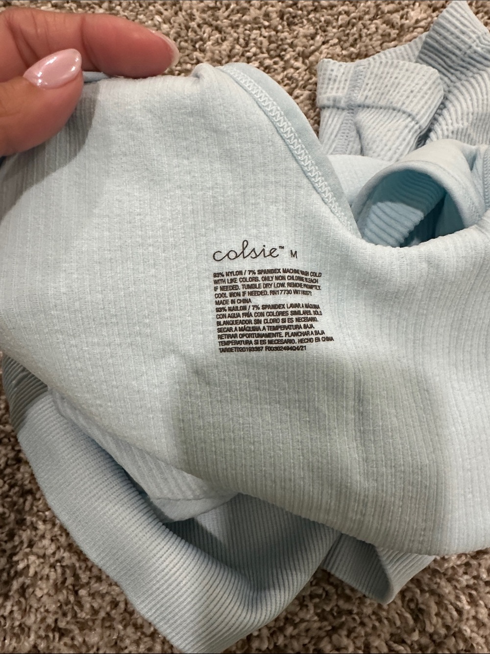 Colsie Light Blue Ribbed Seamless lounge Set - Picture 3 of 3
